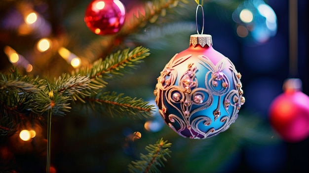 Vista delle decorazioni dell'albero di Natale