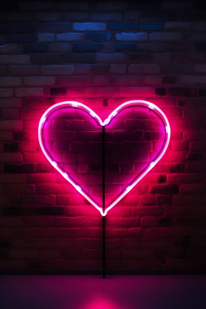 Vista delle luci al neon a forma di cuore