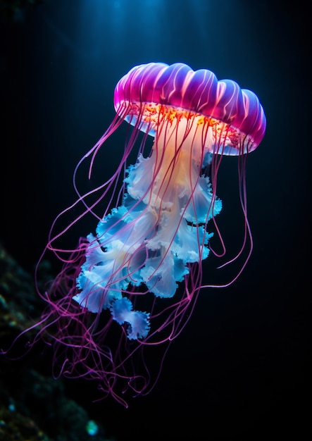 Vista delle maestose meduse nell'oceano