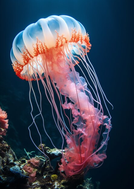 Vista delle maestose meduse nell'oceano