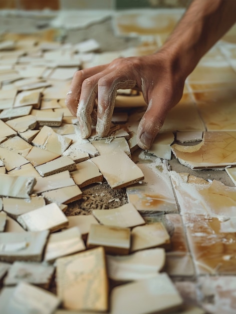 Vista delle mani impegnate nel progetto fai da te