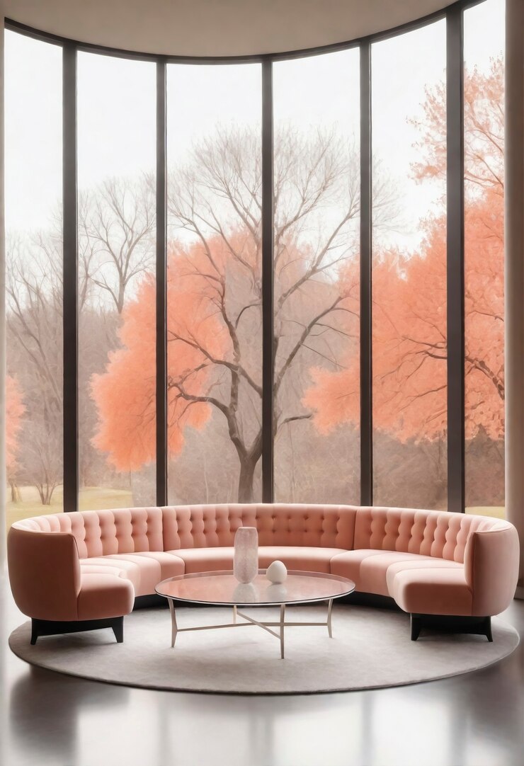 Foto gratuito vista dello spazio di design interno con arredi e decorazioni del colore dell'anno