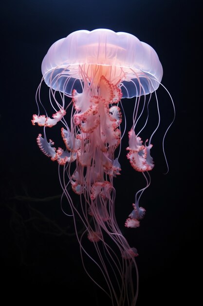 Vista di bellissime meduse che nuotano nell'acqua