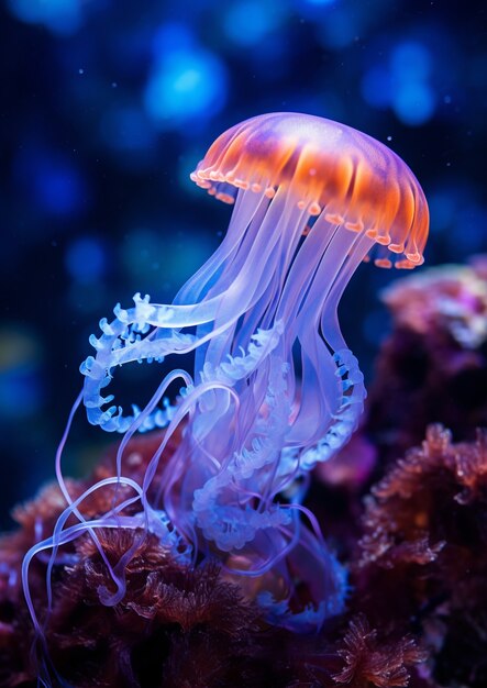 Vista di bellissime meduse che nuotano nell'acqua