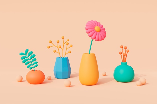 Vista di fiori in fiore 3D