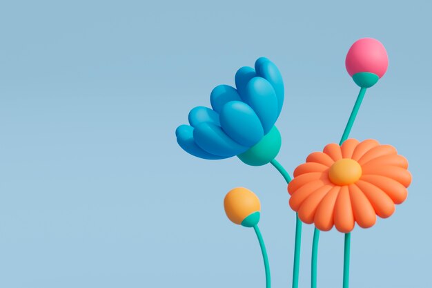 Vista di fiori in fiore 3D