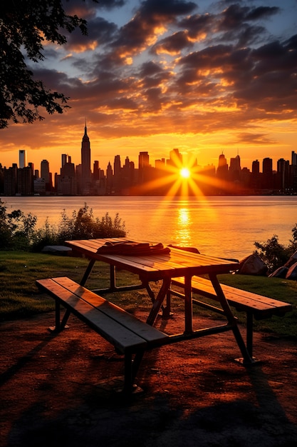 Vista di New York con l'Empire State Building