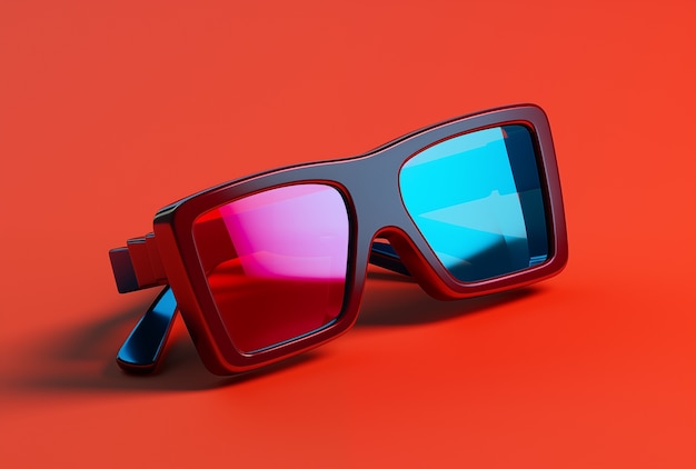 Vista di occhiali da cinema 3D
