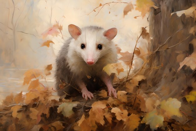 Vista di un animale opossum in stile d'arte digitale