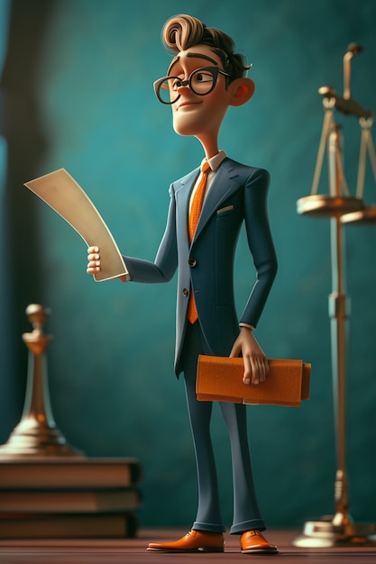 Vista di un avvocato maschio in costume