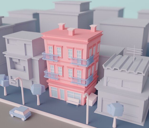 Vista di un condominio 3D
