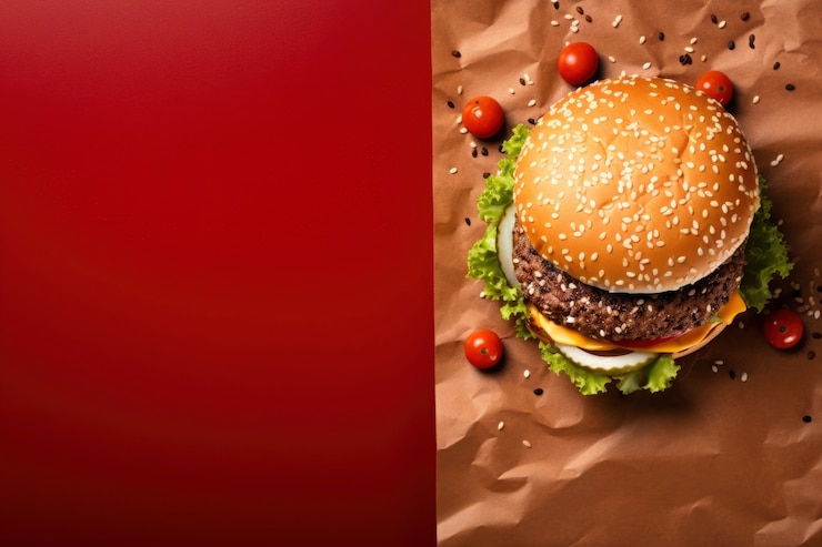 Foto gratuito vista di un delizioso hamburger con panini e formaggio