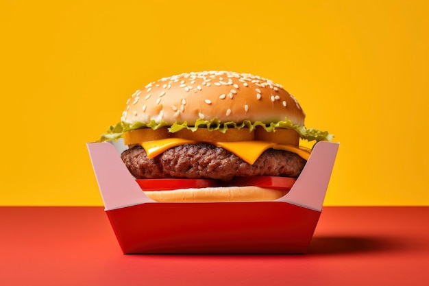 Vista di un delizioso hamburger con panini e formaggio