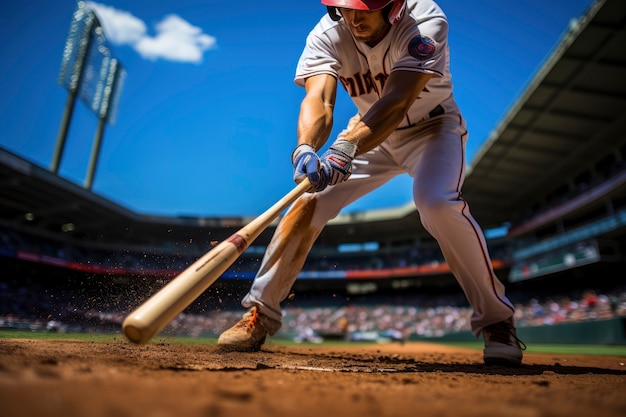 Vista di un giocatore di baseball sul campo