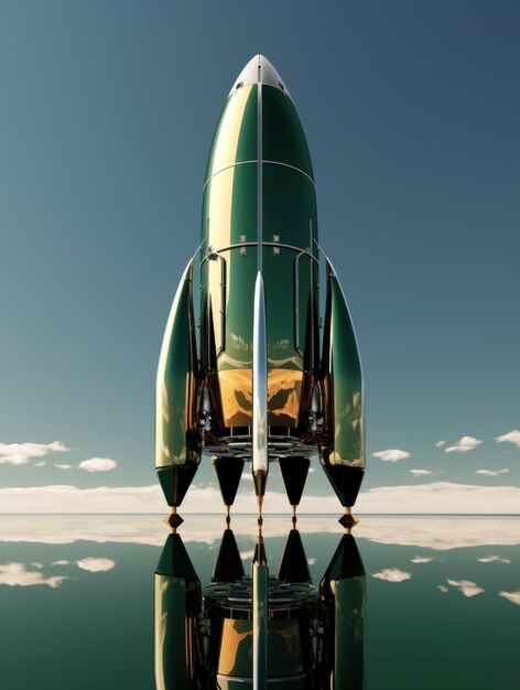 Vista di un razzo spaziale futuristico