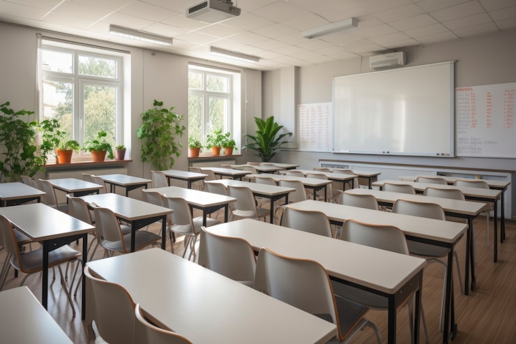 Foto gratuito vista di una classe moderna a scuola