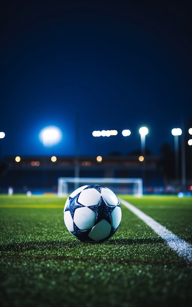 Vista di una palla da calcio sul campo