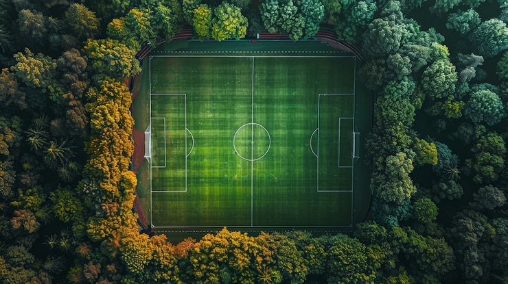 Foto gratuito vista di uno stadio di calcio vuoto