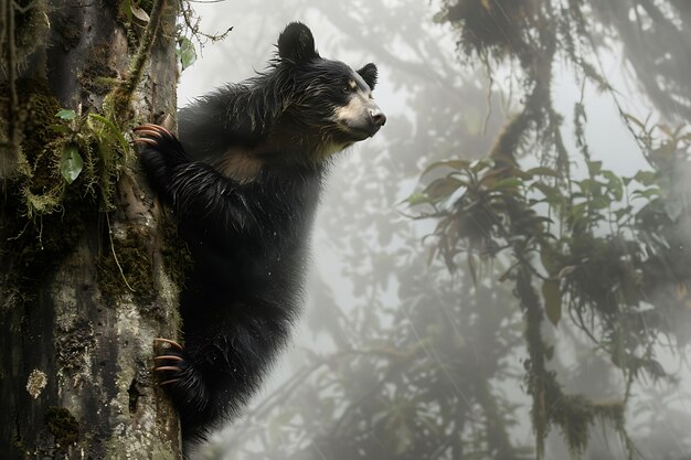 Vista fotorealista dell'orso selvatico nel suo ambiente naturale