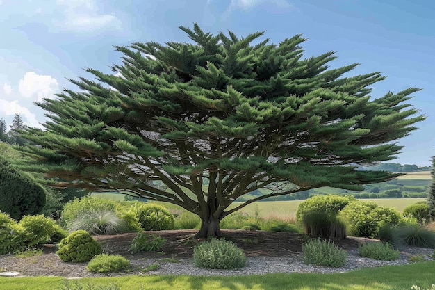 Vista fotorealista di un albero in natura con rami e tronco