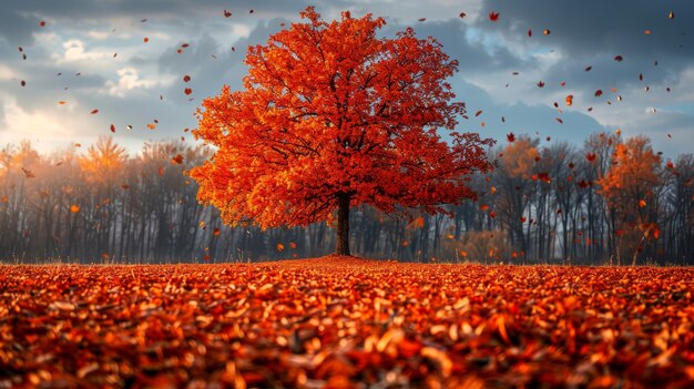 Vista fotorealista di un albero in natura con rami e tronco