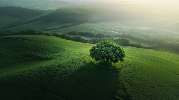 Vista fotorealista di un albero in natura con rami e tronco