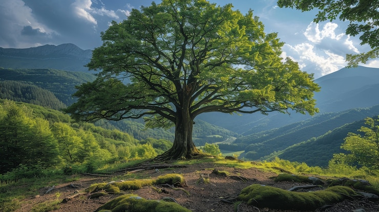 Foto gratuito vista fotorealista di un albero in natura con rami e tronco