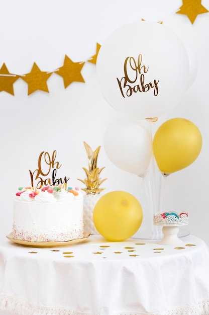 Vista frontale del bellissimo concetto di baby shower