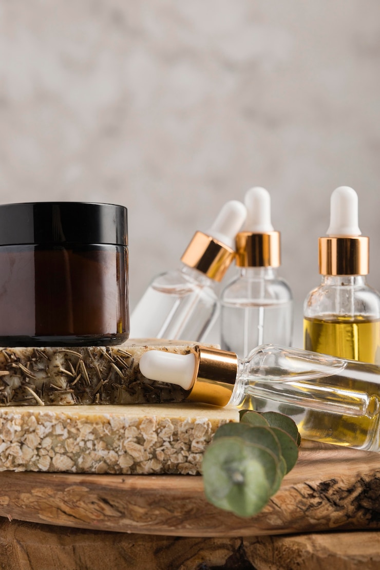 Foto gratuito vista frontale del concetto di cosmetici naturali