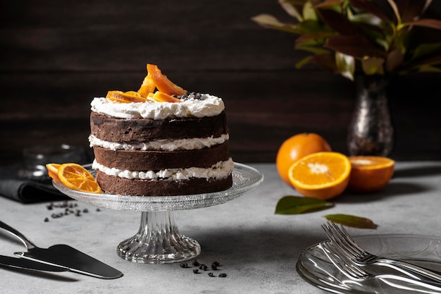 Vista frontale del delizioso concetto di torta