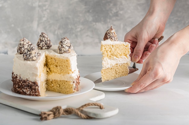 Vista frontale del delizioso concetto di torta