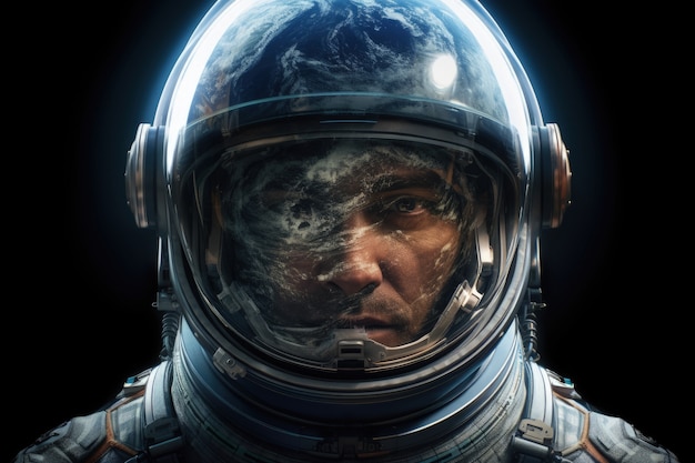 Vista frontale dell'astronauta che indossa l'attrezzatura