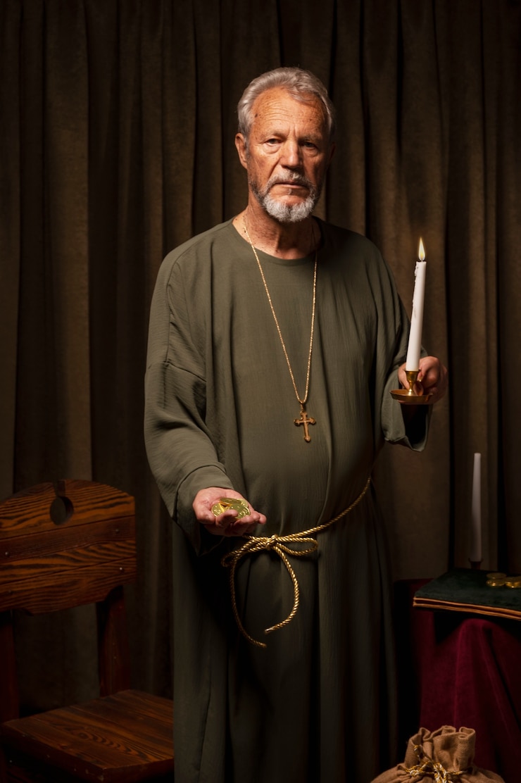 Foto gratuito vista frontale della candela della holding di san nicola