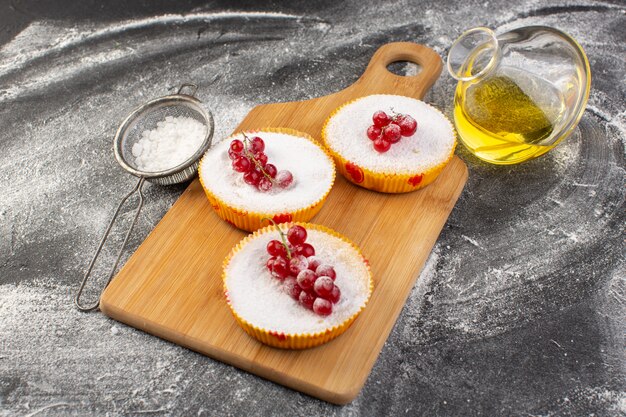 Vista frontale di deliziose torte di mirtilli rossi con mirtilli rossi