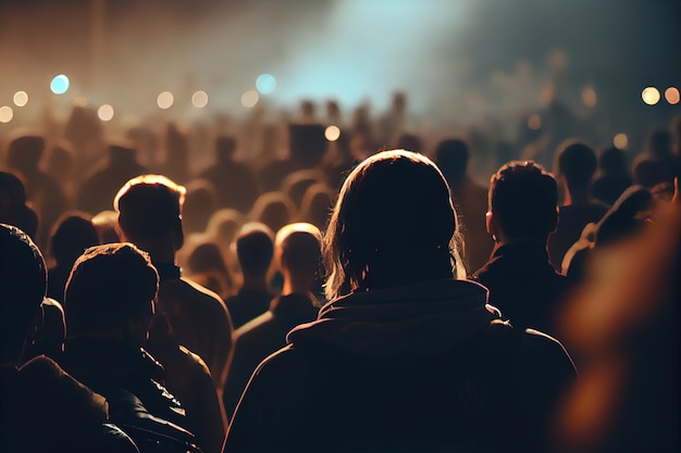 Vista posteriore della folla di fan che guardano un concerto dal vivo 3