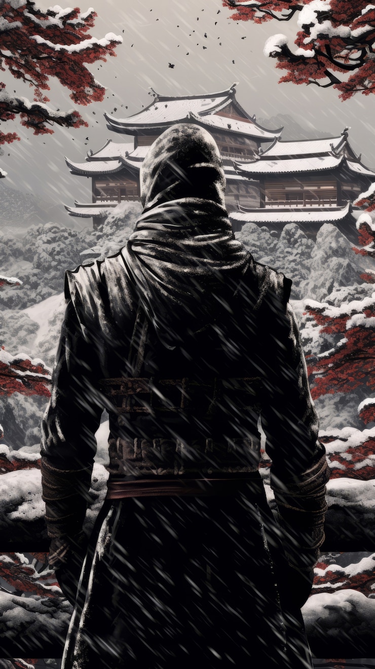 Foto gratuito vista posteriore ninja che indossa l'attrezzatura