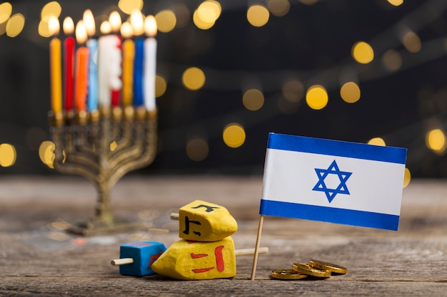 Vista ravvicinata del bellissimo concetto di Hanukkah