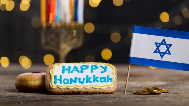 Vista ravvicinata del bellissimo concetto di Hanukkah