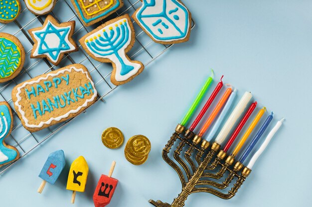 Vista ravvicinata del bellissimo concetto di Hanukkah