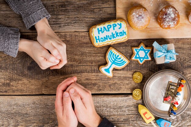 Vista ravvicinata del bellissimo concetto di Hanukkah