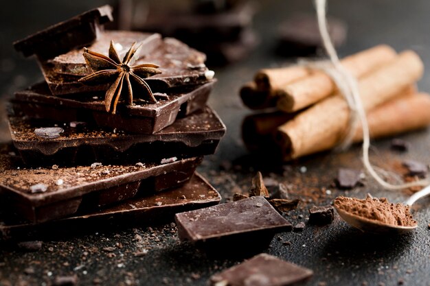 Vista ravvicinata del concetto di cioccolato