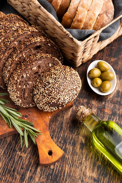 Vista ravvicinata del concetto di pane di semi