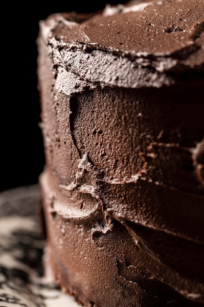 Vista ravvicinata del concetto di torta al cioccolato