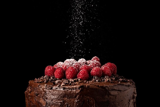 Vista ravvicinata del concetto di torta al cioccolato