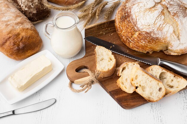 Vista ravvicinata del delizioso concetto di pane