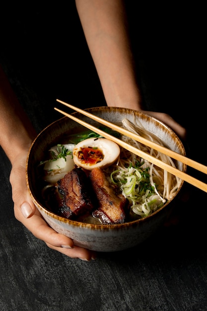 Vista ravvicinata del delizioso concetto di ramen