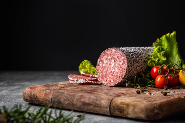 Vista ravvicinata del delizioso concetto di salame