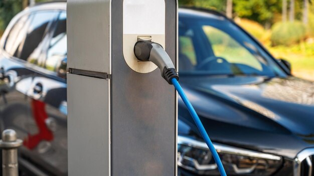 Vista ravvicinata di una stazione di ricarica per auto elettriche