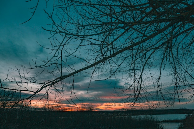 Vista stimolante della luce del tramonto