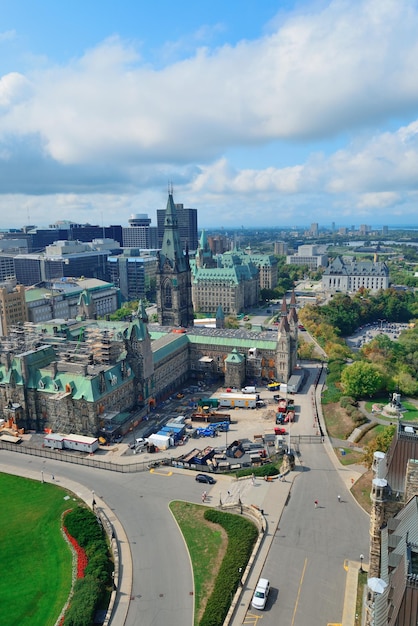 Vista sullo skyline della città di Ottawa con edifici storici